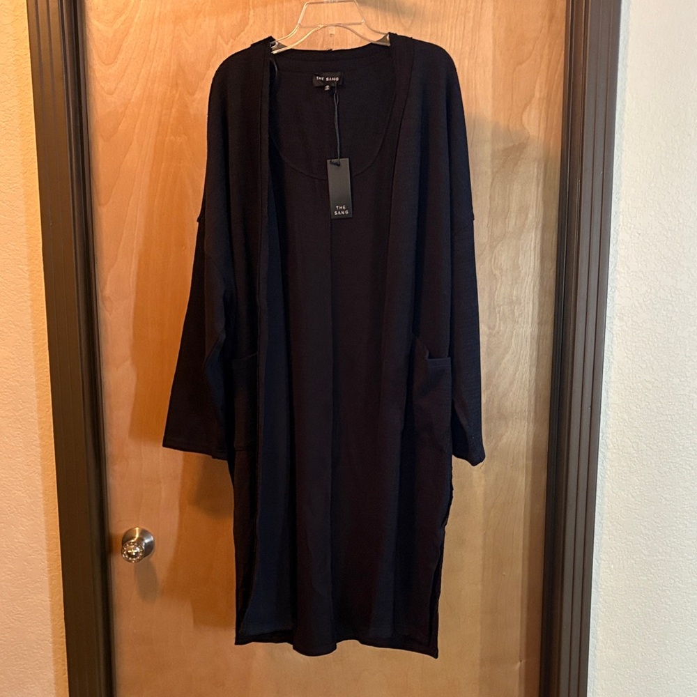 The Sang Black Long Cardigan; Oversized M